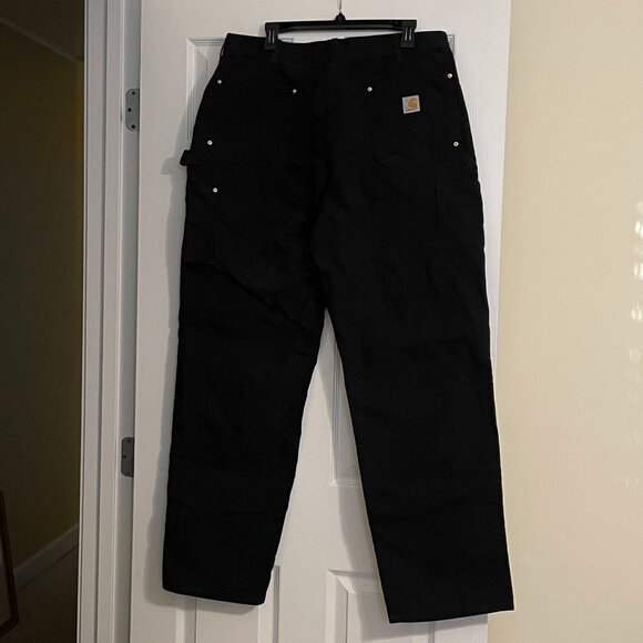 Men's Carhart Pants Black Size 40X34 RN#14806 B01-Blk Double Thick Knees, Rugged - Picture 2 of 5